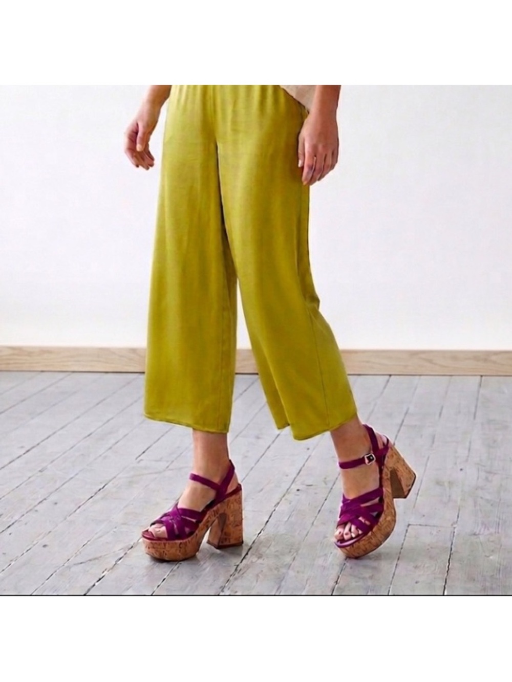 Free People Lisbon Cork Platform Sandals Size 8.5 Magenta Purple Womens Shoes